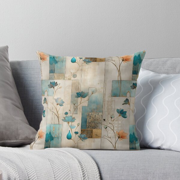 Item preview, Oriental Teal and Gold Floral Pattern – Luxurious Lotus and Geometric Design designed and sold by Moisky Patterns.