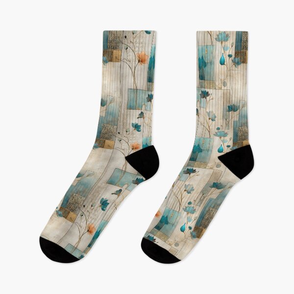 Item preview, Oriental Teal and Gold Floral Pattern – Luxurious Lotus and Geometric Design designed and sold by Moisky Patterns.