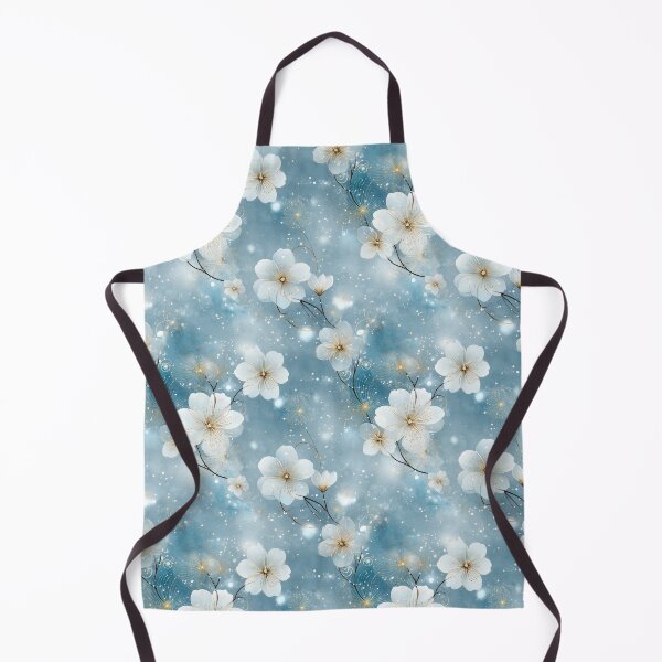 Item preview, Dreamy White Blossom Pattern – Ethereal Floral Design with Gold Accents designed and sold by Moisky Patterns.