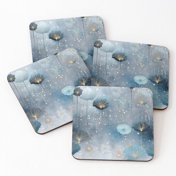 Item preview, Celestial Night Garden Pattern – Dreamy Botanical Design with Starry Gold Accents designed and sold by Moisky Patterns.