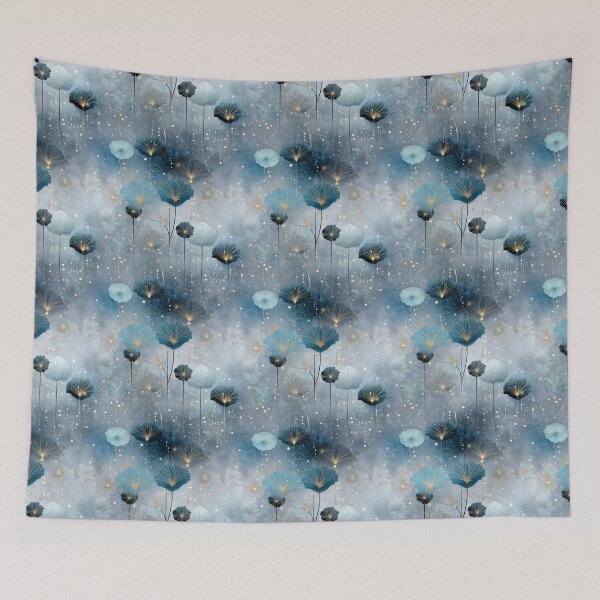 Item preview, Celestial Night Garden Pattern – Dreamy Botanical Design with Starry Gold Accents designed and sold by Moisky Patterns.
