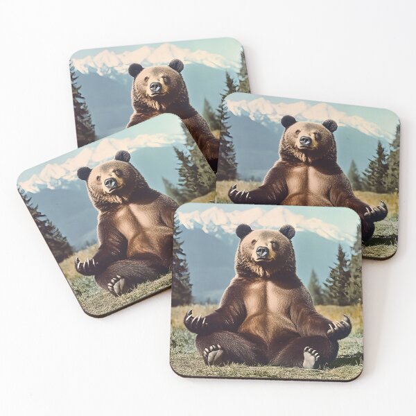 Item preview, Bear Meditating, Funny Yoga Animal Art designed and sold by CheekyAnimalz.