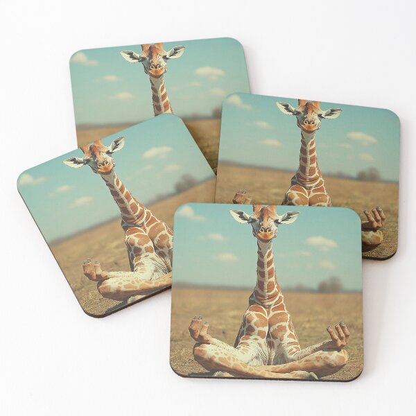 Item preview, Giraffe Meditating, Funny Yoga Animal Art designed and sold by CheekyAnimalz.