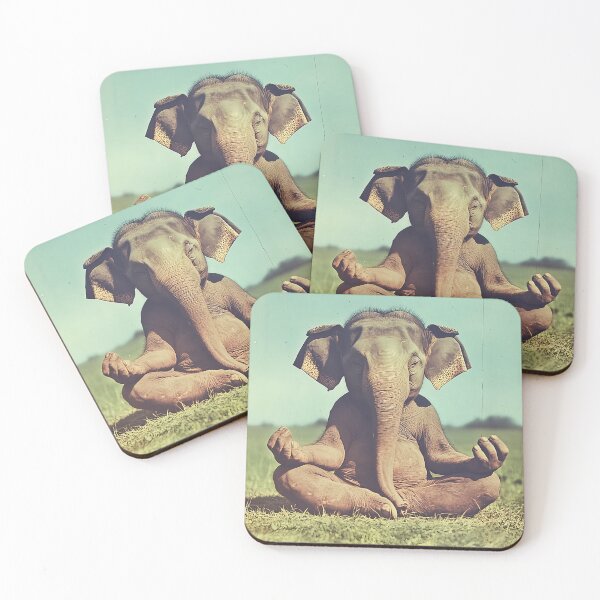 Item preview, Elephant Meditating, Funny Yoga Animal Art designed and sold by CheekyAnimalz.