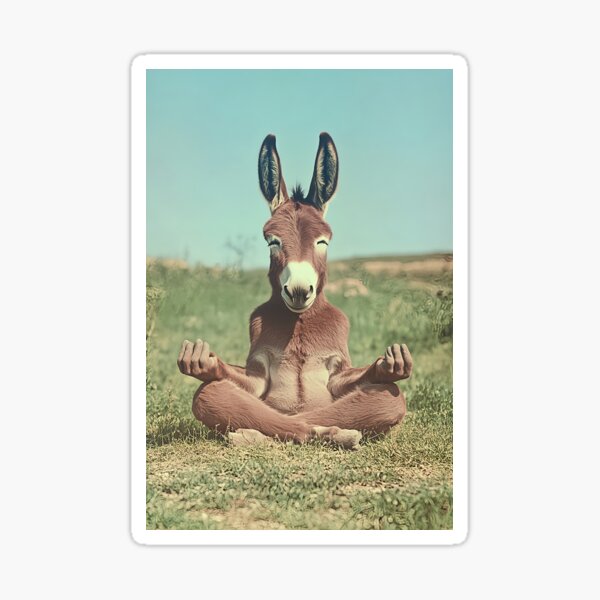 Aperçu de l'œuvre Âne méditant, art animalier amusant de yoga créée et vendue par CheekyAnimalz.