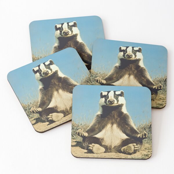 Item preview, Badger Meditating, Funny Yoga Animal Art designed and sold by CheekyAnimalz.