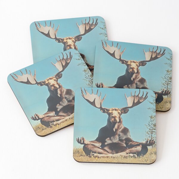 Item preview, Moose Meditating, Funny Yoga Animal Art designed and sold by CheekyAnimalz.