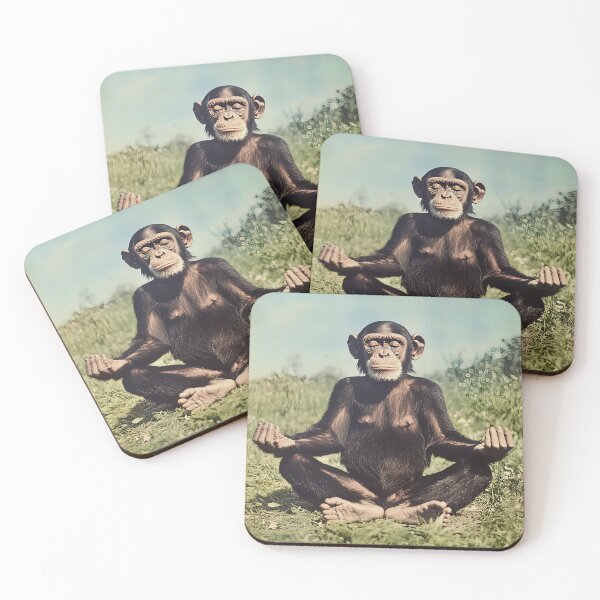 Item preview, Monkey Meditating, Funny Yoga Animal Art designed and sold by CheekyAnimalz.