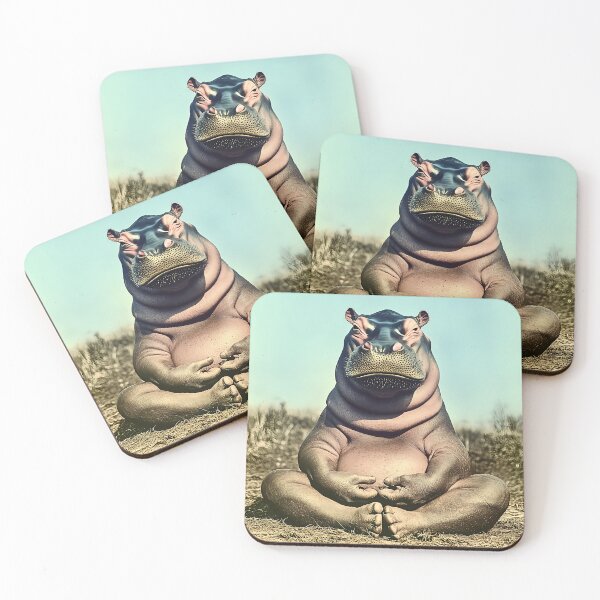 Item preview, Hippo Meditating, Funny Yoga Animal Art designed and sold by CheekyAnimalz.