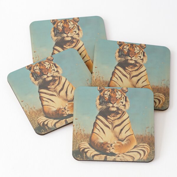Item preview, Tiger Meditating, Funny Yoga Animal Art designed and sold by CheekyAnimalz.