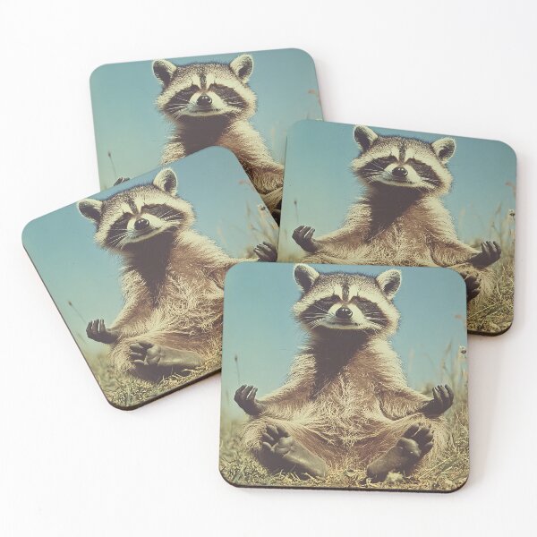 Item preview, Raccoon Meditating, Funny Yoga Animal Art designed and sold by CheekyAnimalz.