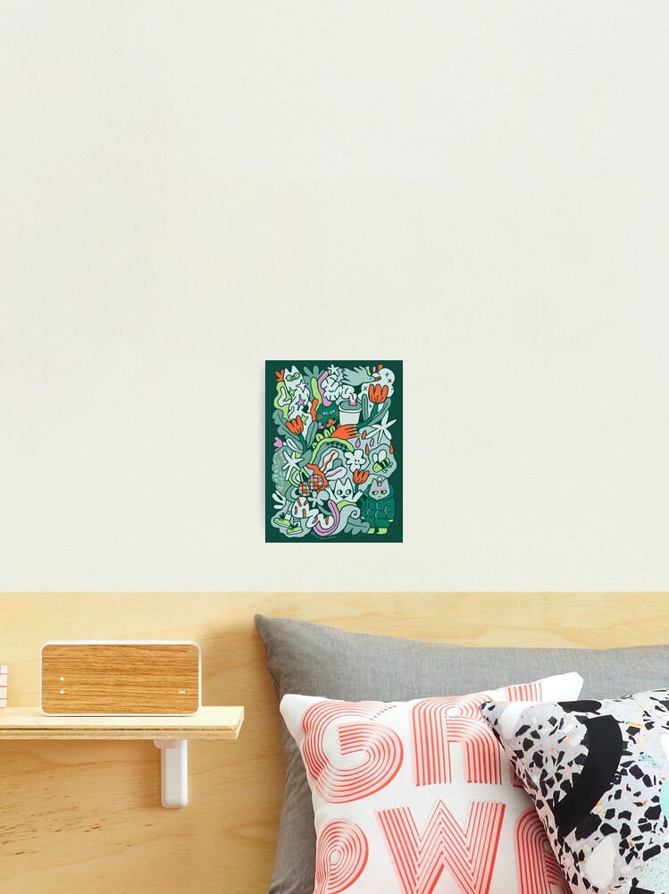 Thumbnail 2 of 3, Photographic Print, Doodle cats, tulips, bee and coffee cup designed and sold by kostolom3000.