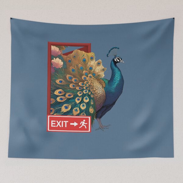 Item preview, Peacock at the Exit - Vibrant and Symbolic Art designed and sold by PrintArtGraphic.