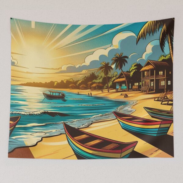 Item preview, Latin American Beach Vibes – Comic Style AI Art for Travel & Beach Lovers | Perfect for Apparel & Accessories designed and sold by knalpot-design.