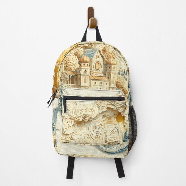 Item preview, Whimsical Papercut Village – Fantasy Landscape Illustration designed and sold by Moss and Moon Studio.