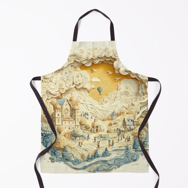 Item preview, Whimsical Papercut Village – Fantasy Landscape Illustration designed and sold by Moss and Moon Studio.