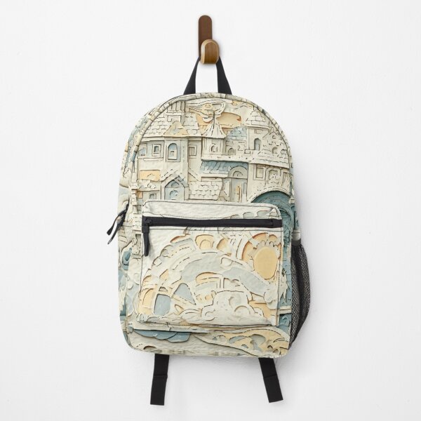 Item preview, Whimsical Papercut Village – Fantasy Landscape Illustration designed and sold by Moss and Moon Studio.