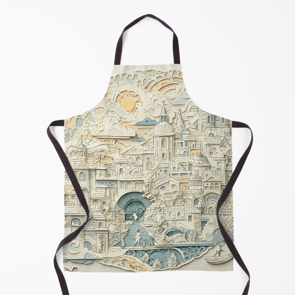 Item preview, Whimsical Papercut Village – Fantasy Landscape Illustration designed and sold by Moss and Moon Studio.