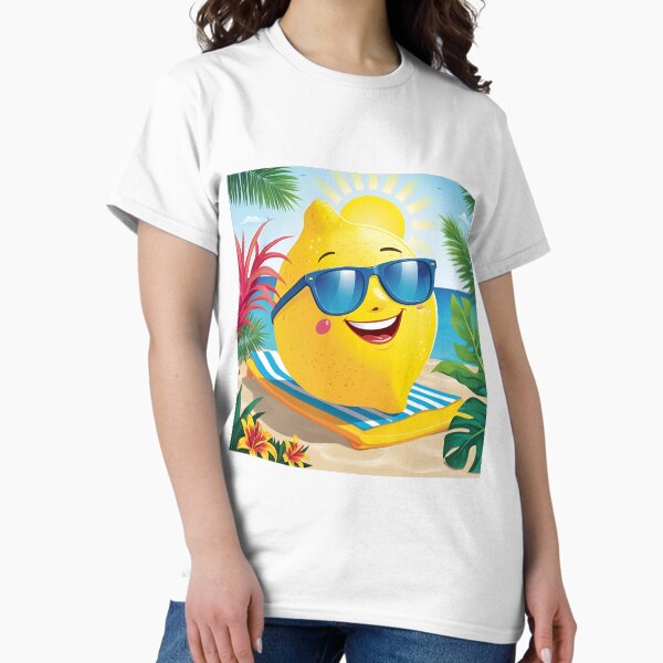 Artikel-Vorschau von Zitrone, Cartoon, Zitrone beim Sonnenbaden, Zitrone mit Brille, designt und verkauft von InstaArtist.