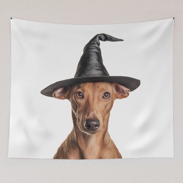 Item preview, Pharaoh Hound dog Wearing Halloween Witch Hat designed and sold by LazyOwlStore.