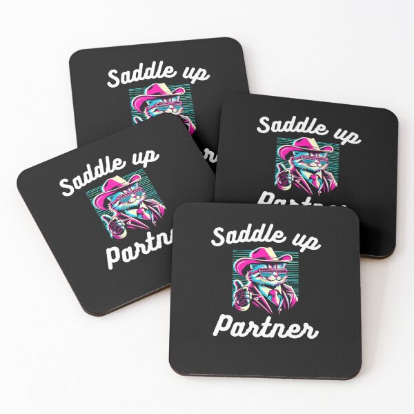Item preview, Saddle up partner Funny cat cowboy joke retro western designed and sold by snowry.