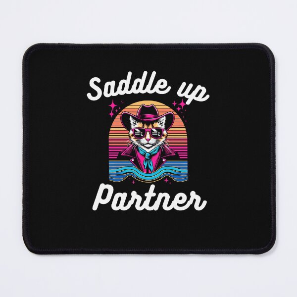 Item preview, Western Saddle up partner Funny cat cowboy joke retro designed and sold by snowry.