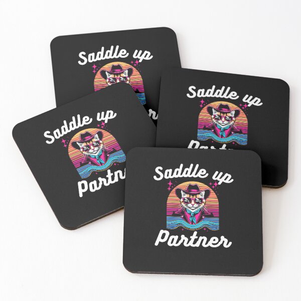 Item preview, Western Saddle up partner Funny cat cowboy joke retro designed and sold by snowry.
