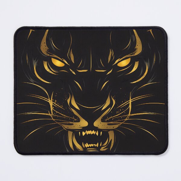 Item preview, Golden Panther Head Vector - High-Contrast Aggressive Design designed and sold by Soul-Sparks.