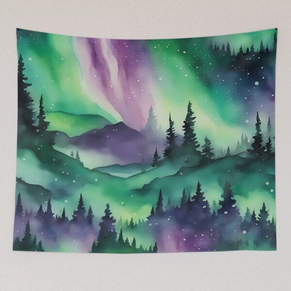 Item preview, Aurora over Forest designed and sold by CalmnessbyChoice.