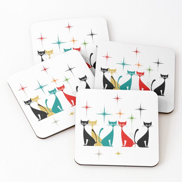 Item preview, Retro Atomic Cats – Mid-Century Modern Starburst Cat Art designed and sold by Kybruno's Creations.