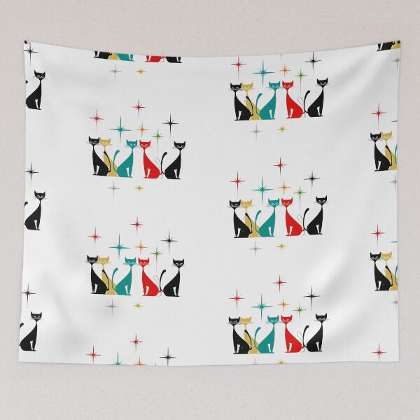 Item preview, Retro Atomic Cats – Mid-Century Modern Starburst Cat Art designed and sold by Kybruno's Creations.