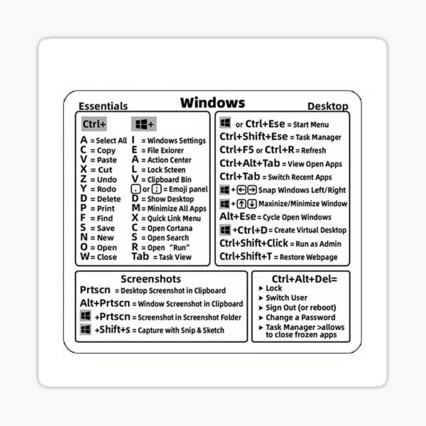 Item preview, Windows PC Quick Reference Keyboard Shortcut Sticker designed and sold by khairstore.