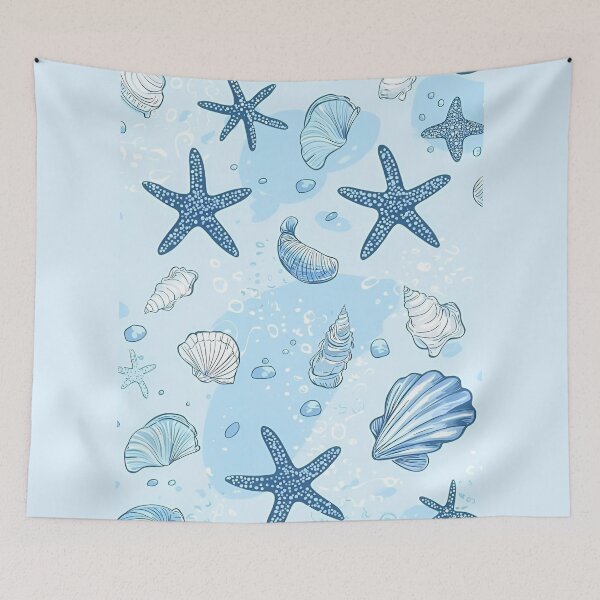 Item preview, Ocean Breeze - Cute Starfish & Seashell Pattern Design designed and sold by OmniArtStudio.