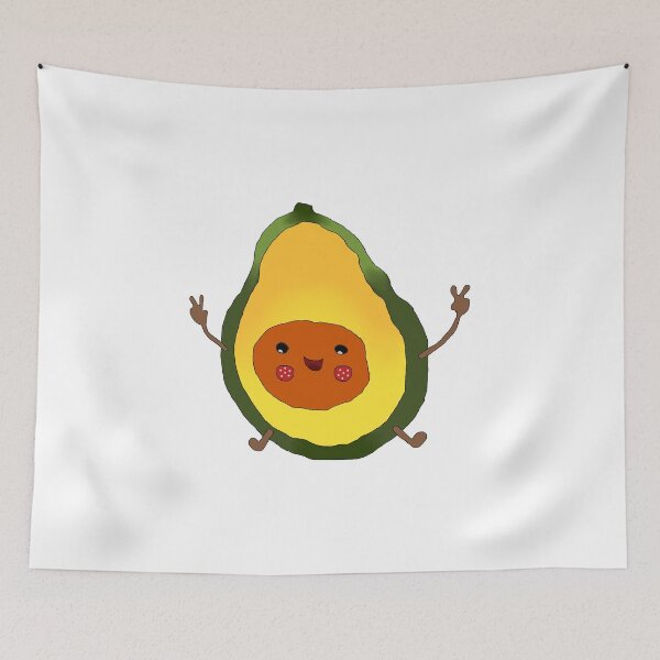 Item preview, Happy Avocado Cartoon Character with Playful Expression and Arms Raised designed and sold by sigoisette.