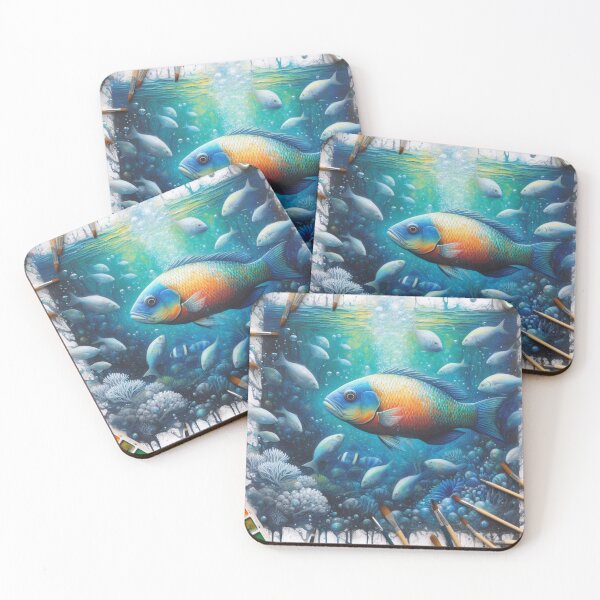 Item preview, Underwater Fish & Coral in an Aquarium paintings designed and sold by NadineMay.