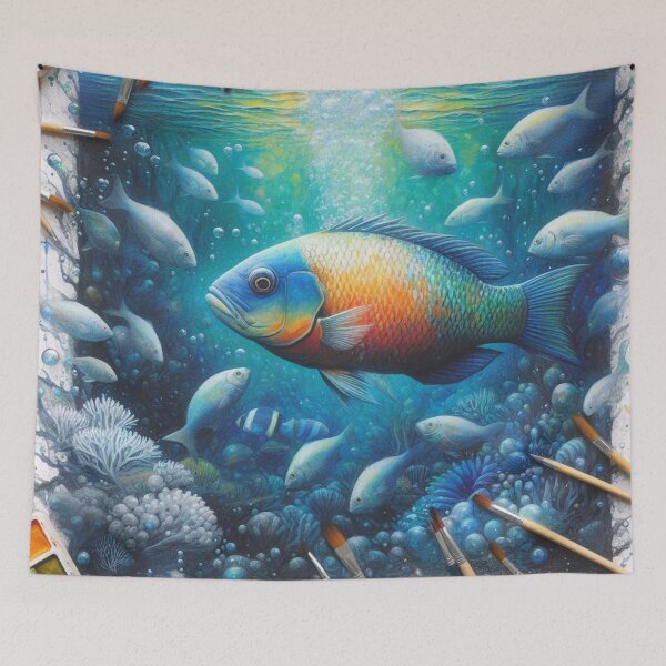 Item preview, Underwater Fish & Coral in an Aquarium paintings designed and sold by NadineMay.