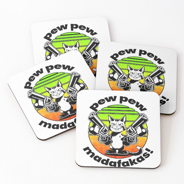 Item preview, Pew Pew Madafakas! Boss Cat Unique illustration for light background designed and sold by PixelPunny.