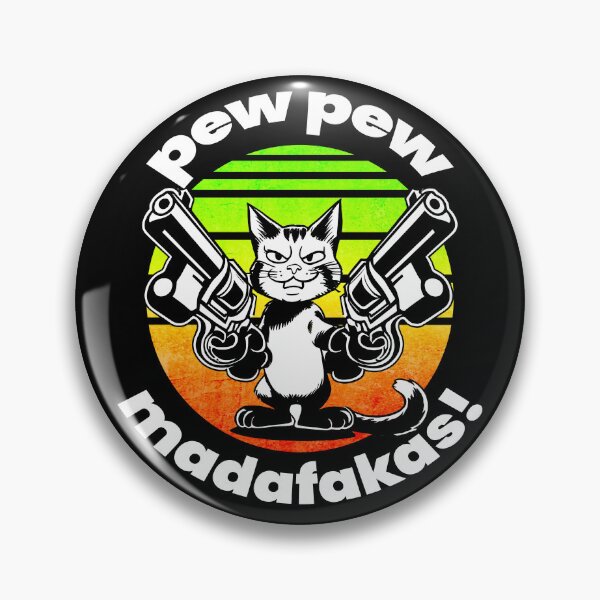 Item preview, Pew Pew Madafakas! Boss Cat Unique illustration for dark background designed and sold by PixelPunny.