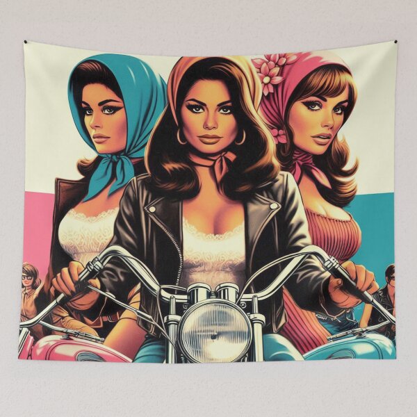 Item preview, Retro Biker Girls designed and sold by PulpVintage.