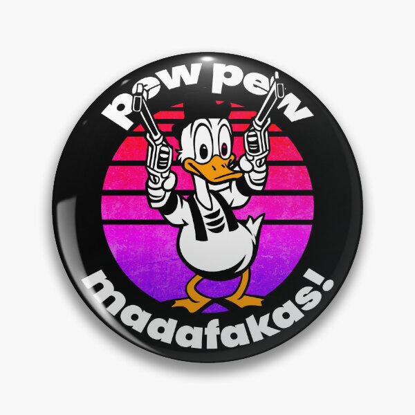 Item preview, Pew Pew Madafakas! Unique Boss Duck illustration for dark background designed and sold by PixelPunny.