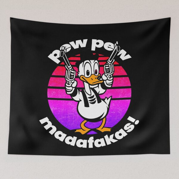 Item preview, Pew Pew Madafakas! Unique Boss Duck illustration for dark background designed and sold by PixelPunny.