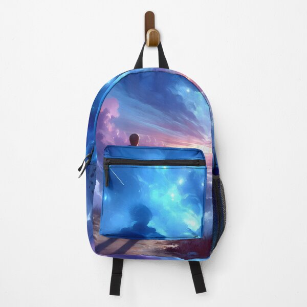 Item preview, Mystical Sunset Landscape with Figure and Swirling Clouds designed and sold by PandaTShirtShop.