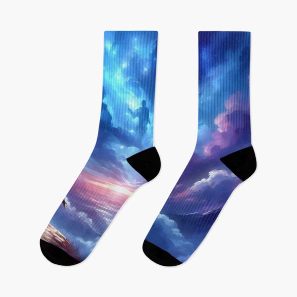 Item preview, Mystical Sunset Landscape with Figure and Swirling Clouds designed and sold by PandaTShirtShop.