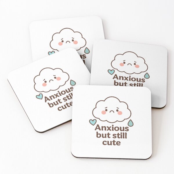 Item preview, Anxious But Still Cute – Kawaii Mental Health Sticker for Journals & Water Bottles designed and sold by miciana1417.
