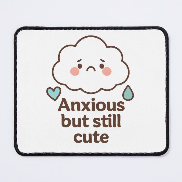 Item preview, Anxious But Still Cute – Kawaii Mental Health Sticker for Journals & Water Bottles designed and sold by miciana1417.