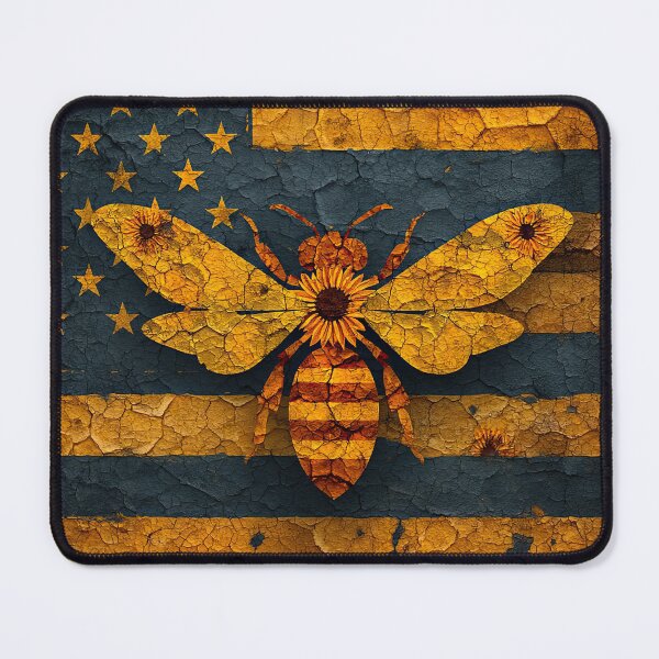 Item preview, Cracked Unity – Bee and Blossoms over the Flag designed and sold by BasajaunStudio.