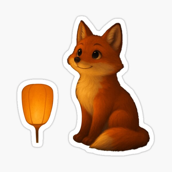 Item preview, Stargazer Fox with Lanterns – Whimsical Nighttime Fantasy Animal Art designed and sold by Patternicity.