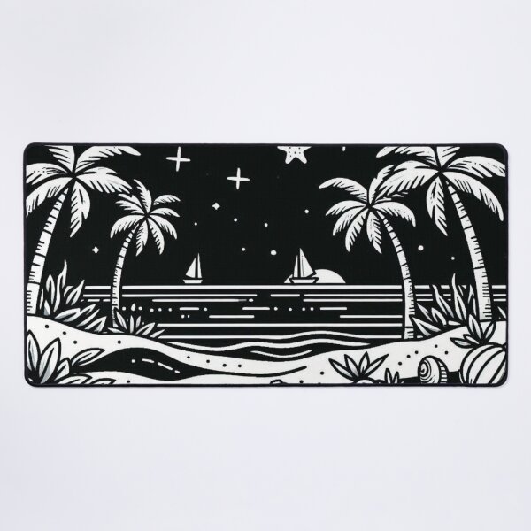 Item preview, Minimalist Tropical Beach – Vector Line Style AI Art for Travel & Beach Lovers | Perfect for Apparel & Accessories designed and sold by knalpot-design.