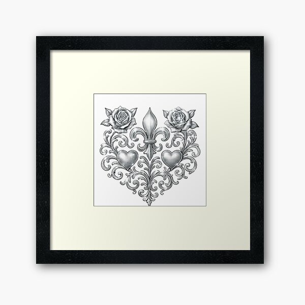 Item preview, Shimmering Silver Fleur-de-Lis Tattoo Design designed and sold by Lone Fleur Goods.