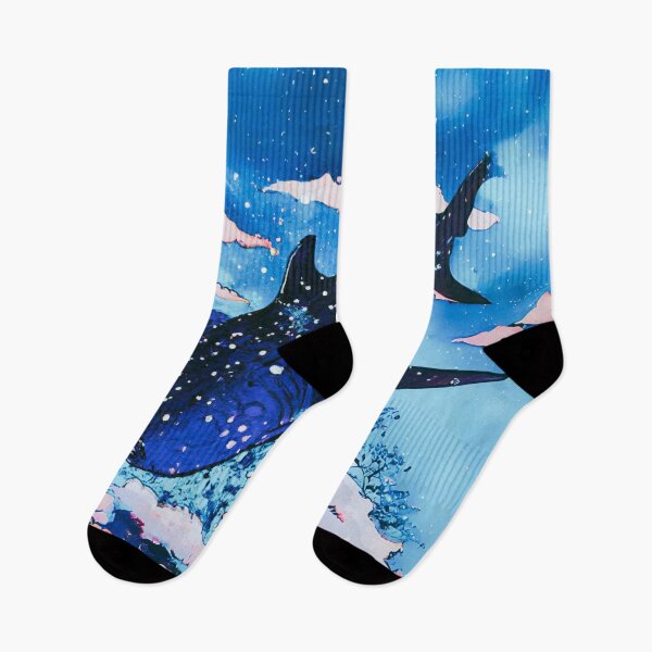 Item preview, Flying Cosmic Whale Shark on Japan neighbourhood sky with clouds in snowing winter designed and sold by MerryCrown.